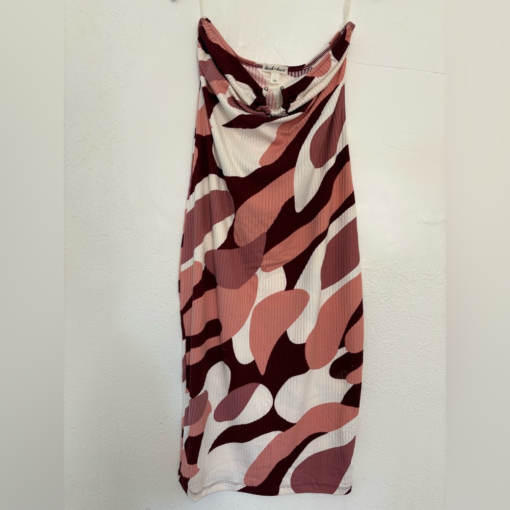 Derek Heart Burgundy and Pink Patterned Midi Dress#80#girlsfashion